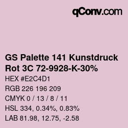Color code: GS Palette 141 Kunstdruck - Rot 3C 72-9928-K-30% | qconv.com