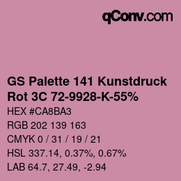 カラーコード: GS Palette 141 Kunstdruck - Rot 3C 72-9928-K-55% | qconv.com