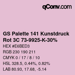 Color code: GS Palette 141 Kunstdruck - Rot 3C 73-9925-K-30% | qconv.com