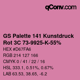 Farbcode: GS Palette 141 Kunstdruck - Rot 3C 73-9925-K-55% | qconv.com