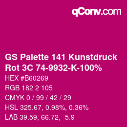 Code couleur: GS Palette 141 Kunstdruck - Rot 3C 74-9932-K-100% | qconv.com