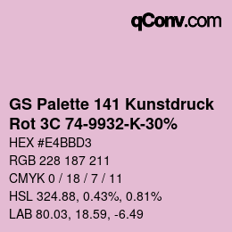 Color code: GS Palette 141 Kunstdruck - Rot 3C 74-9932-K-30% | qconv.com