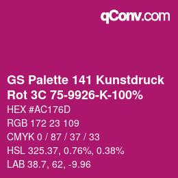Código de color: GS Palette 141 Kunstdruck - Rot 3C 75-9926-K-100% | qconv.com