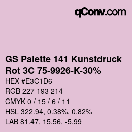 Color code: GS Palette 141 Kunstdruck - Rot 3C 75-9926-K-30% | qconv.com