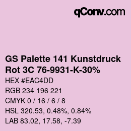 Color code: GS Palette 141 Kunstdruck - Rot 3C 76-9931-K-30% | qconv.com