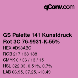 Código de color: GS Palette 141 Kunstdruck - Rot 3C 76-9931-K-55% | qconv.com