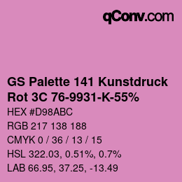 Code couleur: GS Palette 141 Kunstdruck - Rot 3C 76-9931-K-55% | qconv.com