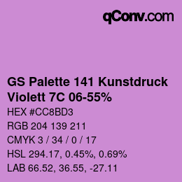 カラーコード: GS Palette 141 Kunstdruck - Violett 7C 06-55% | qconv.com