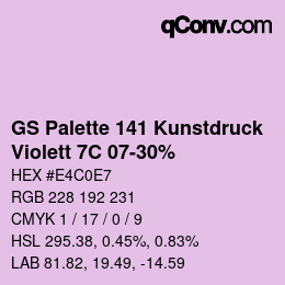 Farbcode: GS Palette 141 Kunstdruck - Violett 7C 07-30% | qconv.com