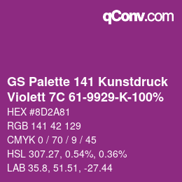 Farbcode: GS Palette 141 Kunstdruck - Violett 7C 61-9929-K-100% | qconv.com