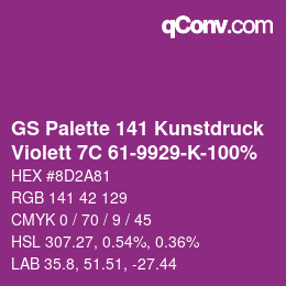 Color code: GS Palette 141 Kunstdruck - Violett 7C 61-9929-K-100% | qconv.com