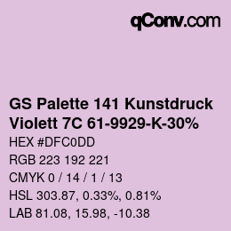 カラーコード: GS Palette 141 Kunstdruck - Violett 7C 61-9929-K-30% | qconv.com