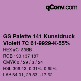 Color code: GS Palette 141 Kunstdruck - Violett 7C 61-9929-K-55% | qconv.com