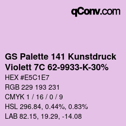 カラーコード: GS Palette 141 Kunstdruck - Violett 7C 62-9933-K-30% | qconv.com