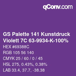 Farbcode: GS Palette 141 Kunstdruck - Violett 7C 63-9934-K-100% | qconv.com
