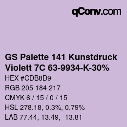 Código de color: GS Palette 141 Kunstdruck - Violett 7C 63-9934-K-30% | qconv.com