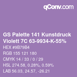 Color code: GS Palette 141 Kunstdruck - Violett 7C 63-9934-K-55% | qconv.com