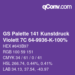 Farbcode: GS Palette 141 Kunstdruck - Violett 7C 64-9936-K-100% | qconv.com