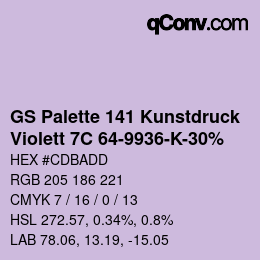 Color code: GS Palette 141 Kunstdruck - Violett 7C 64-9936-K-30% | qconv.com