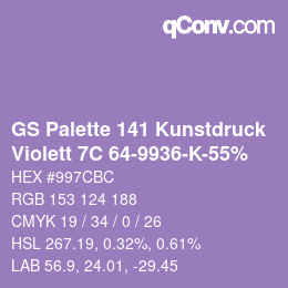 Código de color: GS Palette 141 Kunstdruck - Violett 7C 64-9936-K-55% | qconv.com