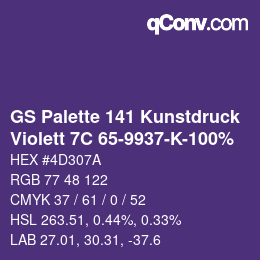 Color code: GS Palette 141 Kunstdruck - Violett 7C 65-9937-K-100% | qconv.com