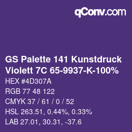 カラーコード: GS Palette 141 Kunstdruck - Violett 7C 65-9937-K-100% | qconv.com