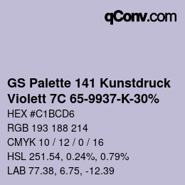 Farbcode: GS Palette 141 Kunstdruck - Violett 7C 65-9937-K-30% | qconv.com
