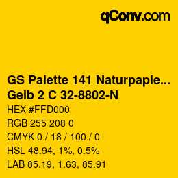 Farbcode: GS Palette 141 Naturpapier - Gelb 2 C 32-8802-N | qconv.com