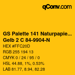 カラーコード: GS Palette 141 Naturpapier - Gelb 2 C 84-9904-N | qconv.com
