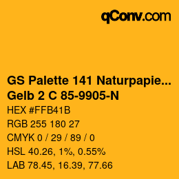 Farbcode: GS Palette 141 Naturpapier - Gelb 2 C 85-9905-N | qconv.com