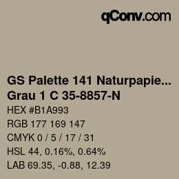 Farbcode: GS Palette 141 Naturpapier - Grau 1 C 35-8857-N | qconv.com