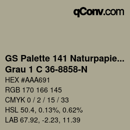 Farbcode: GS Palette 141 Naturpapier - Grau 1 C 36-8858-N | qconv.com