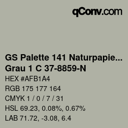 Farbcode: GS Palette 141 Naturpapier - Grau 1 C 37-8859-N | qconv.com
