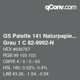 Farbcode: GS Palette 141 Naturpapier - Grau 1 C 82-9992-N | qconv.com