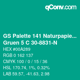 Farbcode: GS Palette 141 Naturpapier - Gruen 5 C 30-8831-N | qconv.com