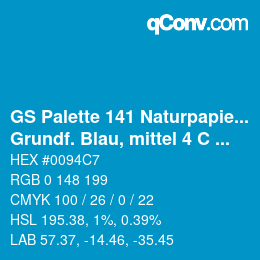 Code couleur: GS Palette 141 Naturpapier - Grundf. Blau, mittel 4 C 07 | qconv.com