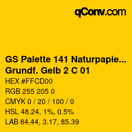 Farbcode: GS Palette 141 Naturpapier - Grundf. Gelb 2 C 01 | qconv.com