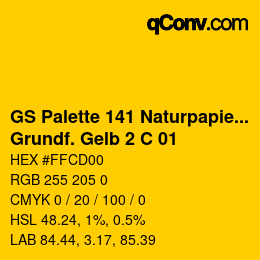 Farbcode: GS Palette 141 Naturpapier - Grundf. Gelb 2 C 01 | qconv.com