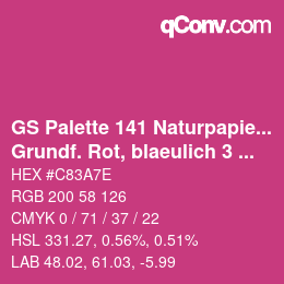 Farbcode: GS Palette 141 Naturpapier - Grundf. Rot, blaeulich 3 C 04 | qconv.com