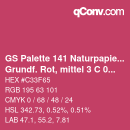 カラーコード: GS Palette 141 Naturpapier - Grundf. Rot, mittel 3 C 03 | qconv.com