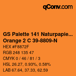 Farbcode: GS Palette 141 Naturpapier - Orange 2 C 39-8809-N | qconv.com