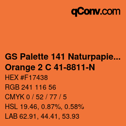 カラーコード: GS Palette 141 Naturpapier - Orange 2 C 41-8811-N | qconv.com