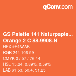 カラーコード: GS Palette 141 Naturpapier - Orange 2 C 88-9908-N | qconv.com