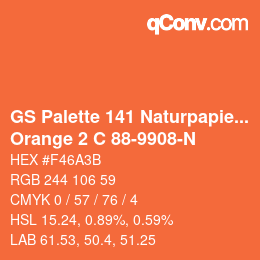 カラーコード: GS Palette 141 Naturpapier - Orange 2 C 88-9908-N | qconv.com