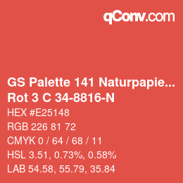 Código de color: GS Palette 141 Naturpapier - Rot 3 C 34-8816-N | qconv.com