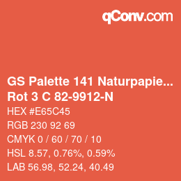 Código de color: GS Palette 141 Naturpapier - Rot 3 C 82-9912-N | qconv.com