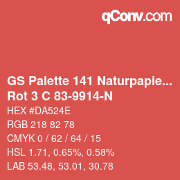 Farbcode: GS Palette 141 Naturpapier - Rot 3 C 83-9914-N | qconv.com