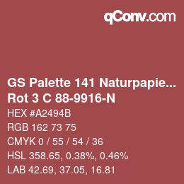 Farbcode: GS Palette 141 Naturpapier - Rot 3 C 88-9916-N | qconv.com