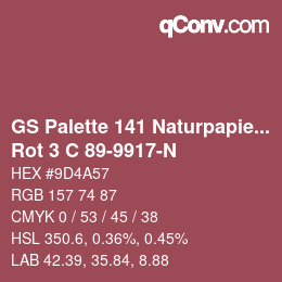 Código de color: GS Palette 141 Naturpapier - Rot 3 C 89-9917-N | qconv.com