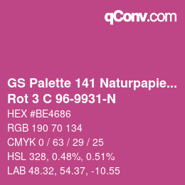 Farbcode: GS Palette 141 Naturpapier - Rot 3 C 96-9931-N | qconv.com